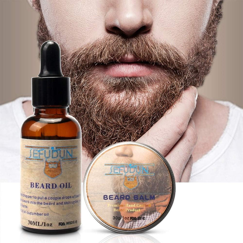 SEFUDUN 5-in-1 Beard Grooming Kit for Men, Moustache Treatment Set