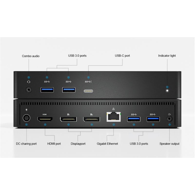 Dell D6000 Usb-C Triple Docking Station, Up To Three 4K Displays Via Usb-C, Uhd 5K, Usb 3.0, Gigabit Ethernet, 130-Watt Ac Adapter, Charges Up To 65W Laptop Via Usb-C, 452-Bcyt 452-Bcyh (Renewed)